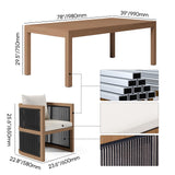 homary 7 Piece Outdoor Patio Dining Table Set, Weather Resistant Outdoor Dining Table Set with Aluminum Top Dining Table and 6 Woven Arm Chairs with Cushions for Backyard, Patio or Deck, Natural homary