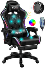 Gaming Chair with Bluetooth Speakers, Video Game Chairs Gaming Lights- Ergonomic Massage Gaming Chair Full Massage Lumbar Support Adjustment of Backrest Dual Gaming Chair… WLYMQFC