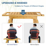 2-Tier Bamboo Shower Bench for Inside Shower Shaving Legs, 25 Inch Waterproof Bathroom Bench Shower Stool with Storage Shelf, Safe & Stable for Seniors Adults Disabled Women KingPavonini
