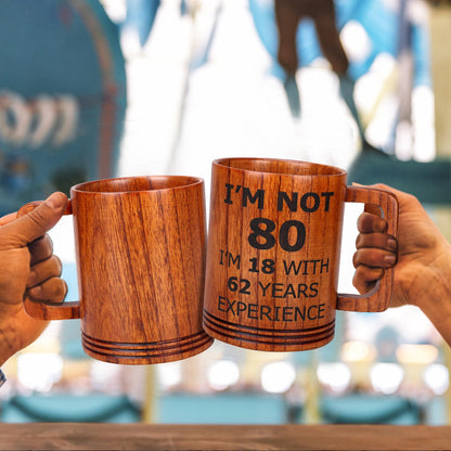 80th Birthday Gifts for Men Women Large Wooden Beer Mug 1944 Funny 80 Year Old Bday Gifts for Him Her Unique Christmas Presents for Friend Coworker Husband Wife Mom Dad Birthday Gift Wood Cof - WoodArtSupply