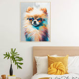 QACEYID Diamond Painting Kits for Adults, Dog with Sunglass Full Drill Diamond Art Pomeranian Painting by Number Kits, Cute Animals Diamond Gem Art Wall Home Decor 12x16inch QACEYID