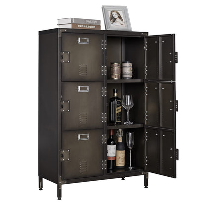 Metal Storage Cabinet, Storage Locker Employees Locker with 6 Doors, 47" Height Steel Cabinet with Lockable Doors, Storage Cabinet with Adjustable Feet for Home Office Gym.