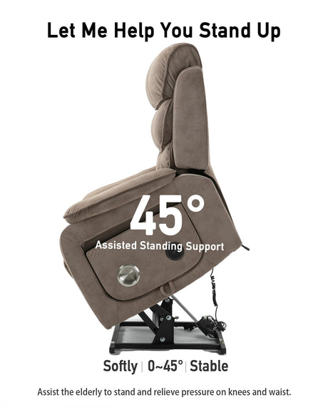 Power Lift Lazy Boy Recliner Chair, 2 Motor Flat Recliner, Nursing Lift Chair with Massage and Lumbar Heating, Adult Power Recliner with Side Pockets, Folding Table, Remote Control HBUI