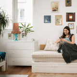 BOLUO White Nightstands Set of 2, Large Night Stand Fabric 3 Drawer Dresser for Bedroom Closet,Girls Modern BOLUO