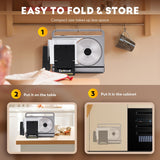 CGOLDENWALL Meat Slicer Foldable Electric Food Slicer, 0-15mm Adjustable Thickness, Frozen Meat/Cheese Slicer for BBQ Hot Pot Shabu, with 2 Stainless Steel Blades, 110V CGOLDENWALL