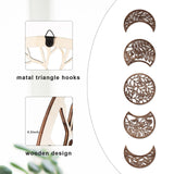 Jetec 5 Pcs Moon Phase Wall Decor Hanging Wooden Moon Phase Wall Art Nordic Art Boho Decor for Room Bar Ornament(Brown,10.6 Inch) Jetec
