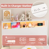 Merronix Twin Sized Headboard with 2 Tiers Storage Shelves, Sturdy and Stable Headboard with Charging Station, USB Ports and LED Light for Twin Bed Frames,White Merronix