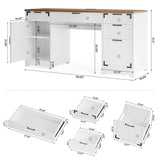 Tribesigns 59" Farmhouse Executive Desk, Computer Office Desk with File Drawers, Charging Station and Storage Cabinet, Wooden Rustic Writing Study Table for Home Office, White Tribesigns