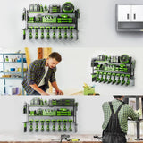 Power Tool Organizer for Tool Storage, 3 Layer 8 Drill Holder Wall Mount, Tool Holder and Storage Rack for Garage Organization, Large Heavy Duty Metal Tool Shelf, Easy Install Utility Storage Rack Tccxfot