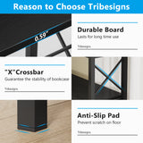 Tribesigns Modern 7-Shelf Corner Bookshelf with Metal Frame in Black Tribesigns