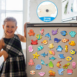 gisgfim 36Pcs Wooden Magnet Painting Craft Kit DIY Wooden Ocean Animal Magnets Coloring Arts Crafts for Kids Ages 4-8 8-12 for Birthday Party Gift Toys Sea Animal Craft Creativity Supplies Party Favor gisgfim