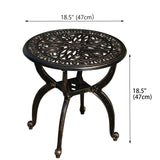 GXOUTAL Cast Aluminum Outdoor Side Table, All Weather Round Small Coffee Table for Patio,Park,Lawn,Yard (18.5" Bronze) GXOUTAL