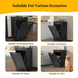 Ymise Tilt Out Trash Can Cabinet, 10 Gallons Trash Cabinet with Deodorising Function, Wooden Freestanding Garbage Can Cabinet for Home and Kitchen Hidden Laundry Hamper Cabinet, Black Ymise