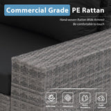 JOIVI 7 Pieces Outdoor Patio Furniture Set with 45” Fire Pit Table, Rattan Patio Sectional Sofa Conversation Set with 50000BTU Propane Fire Pit and Coffee Table for Garden, Backyard, Deck, Black JOIVI