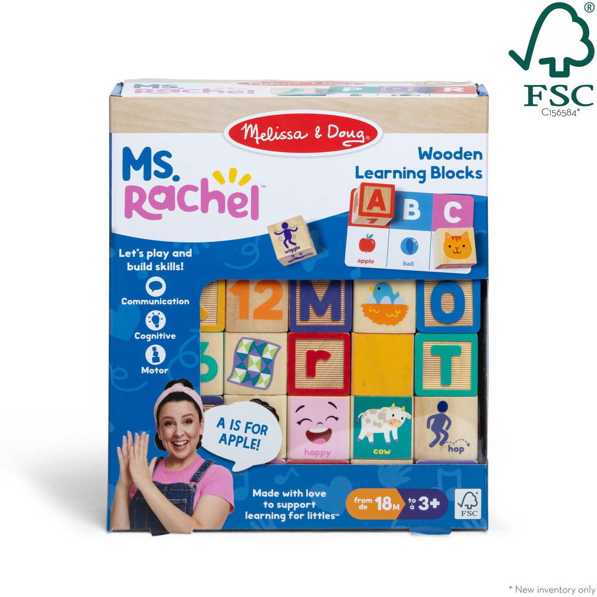 Ms. Rachel Melissa & Doug Letter, Number, and Game Wooden Learning Blocks with Activity Cards for Girls and Boys Toddlers Ages 18 Months+ - FSC-Certified Melissa & Doug