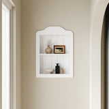 CJL 14'' x 18'' Recessed Medicine Cabinet, Solid Wood in-Wall Bathroom Cabinet, Arched Wall Niche Shelf, 2-Tier, White CJL