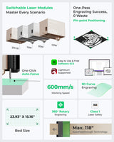 xTool S1 40W Laser Cutter and Engraver Machine, with Auto Conveyor Feeder, 118'' Long Crafts, 600mm/s Speed, Laser Engraver for Tumblers Wood and Metal, Acrylic, etc. - Deluxe Bundle xTool