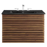 Modway Render 30" Wall-Mount Bathroom Vanity in Walnut Black Modway