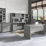 Bush Business Furniture Echo Mobile Cabinet with Satin Silver Hardware Under Desk Filing Drawer Storage for Home Office or Professional, 16W, Modern Gray Bush Business Furniture