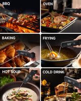 Meat Thermometer Digital 0.5 Sec Instant Read Thermometer, Accurate to ±0.5°F Ultra Fast Digital Food Thermometer for Cooking Outside Grill BBQ, 180° Auto Rotating Display, Waterproof, Auto Wake/Sleep LRFWJS