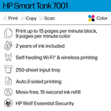 HP Smart -Tank 7001 Wireless All-in-One Cartridge-free Ink -Tank Printer, up to 2 years of ink included, mobile print, scan, copy (28B49A) HP
