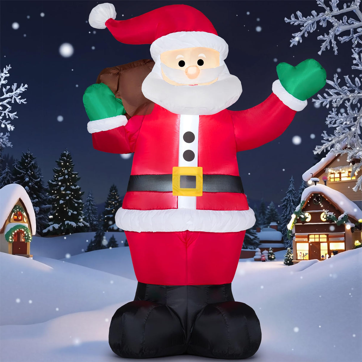 Joiedomi 6 FT Christmas Inflatable Santa with Gift Bag, Blow Up Xmas Inflatable Decorations with Build in LEDs for Christmas Decor, Yard Outdoor Garden Lawn Winter Decorations Joiedomi