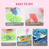 PERFECTSIGHT Cute 5D Diamond Art Kits with Wooden Frame, Kawaii DIY Painting Art for Adults Teen, Diamond Arts and Crafts Sets, Big Gem Full Drill Diamond Dots for Women Beginners (Whale) PERFECTSIGHT