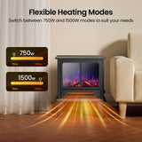Air Choice Electric Fireplace Heater, 18.9" FreeStanding Fireplace Stove with 3D Flame, 750W/1500W Indoor Space Heater with Overheating Protection, Electric Heating for Living Room, Bedroom Air Choice