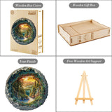 KAAYEE Wooden Puzzles for Adults, 3D Vision Effect Cave Forest Wooden Jigsaw Puzzle Unique Shape Wood Puzzle Adult, 3D Effect Flat Puzzle Birthday Family Game (L-13.4 * 13.3in-300pcs) KAAYEE