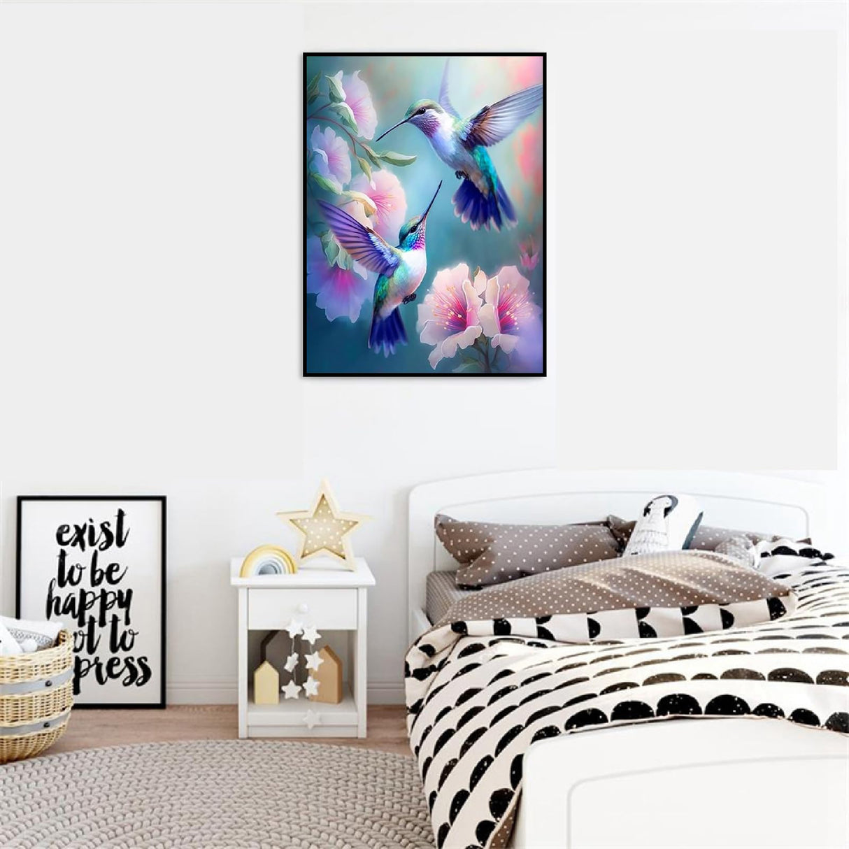 cdjlddww Hummingbirds Paint by Numbers for Adults, Birds Easy Acrylic Adult Paint by Number Kits, DIY Waterproof Birds Paint by Numbers on Canvas for Home Wall Decor Inch16X20 cdjlddww