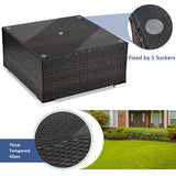 COSTWAY 5PCS Patio Rattan Furniture Set Sectional Conversation Sofa w/Coffee Table Navy COSTWAY