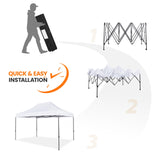 Yaheetech Heavy Duty Pop Up Canopy Tent, 10x15 Commercial Instant Shelter Tent, Outdoor Adjustable Canopy with Wheeled Bag, 4 Sandbags & 8 Stakes, White Yaheetech