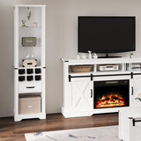 RoyalCraft 75'' Tall Storage Cabinet with LED Light, Farmhouse Pantry Cabinet with Tempered Glass Adjustable Shelves & Wine Storage Rack, Freestanding Linen Tower, White RoyalCraft