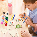 Christmas Wooden Painting Craft Kit, Paint Your Own Xmas Ornaments, Unfinished Wood Slices Christmas Crafts for Kids Adults, Art and Craft Supplies for Christmas Tree Hanging Decorations Collabell