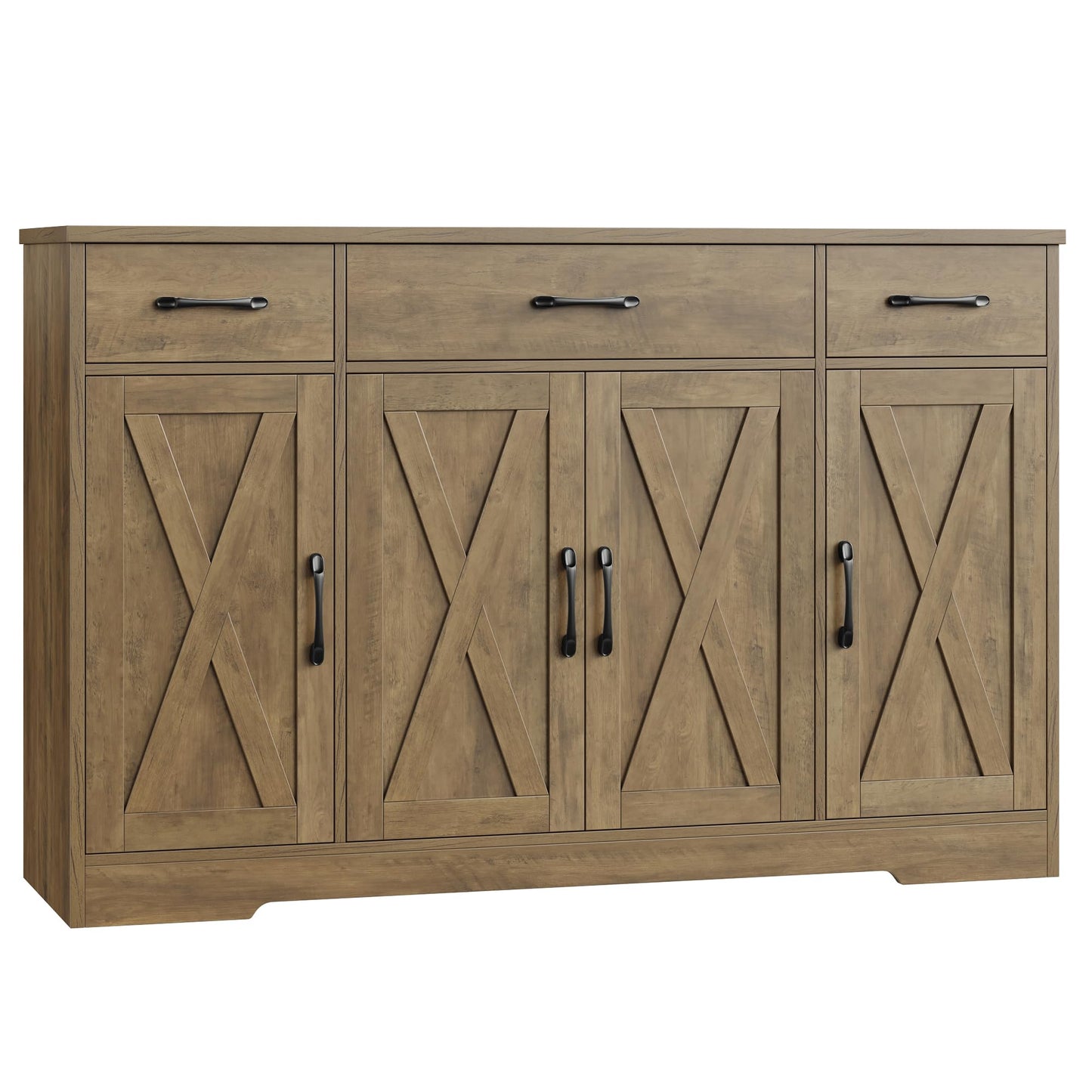 HOSTACK Buffet Sideboard Cabinet with Drawers, 55" Large Buffet Storage Cabinet with Shelves and Doors, Modern Farmhouse Coffee Bar Cabinet Wood Buffet Table for Kitchen, Dining Room, Rustic  - WoodArtSupply