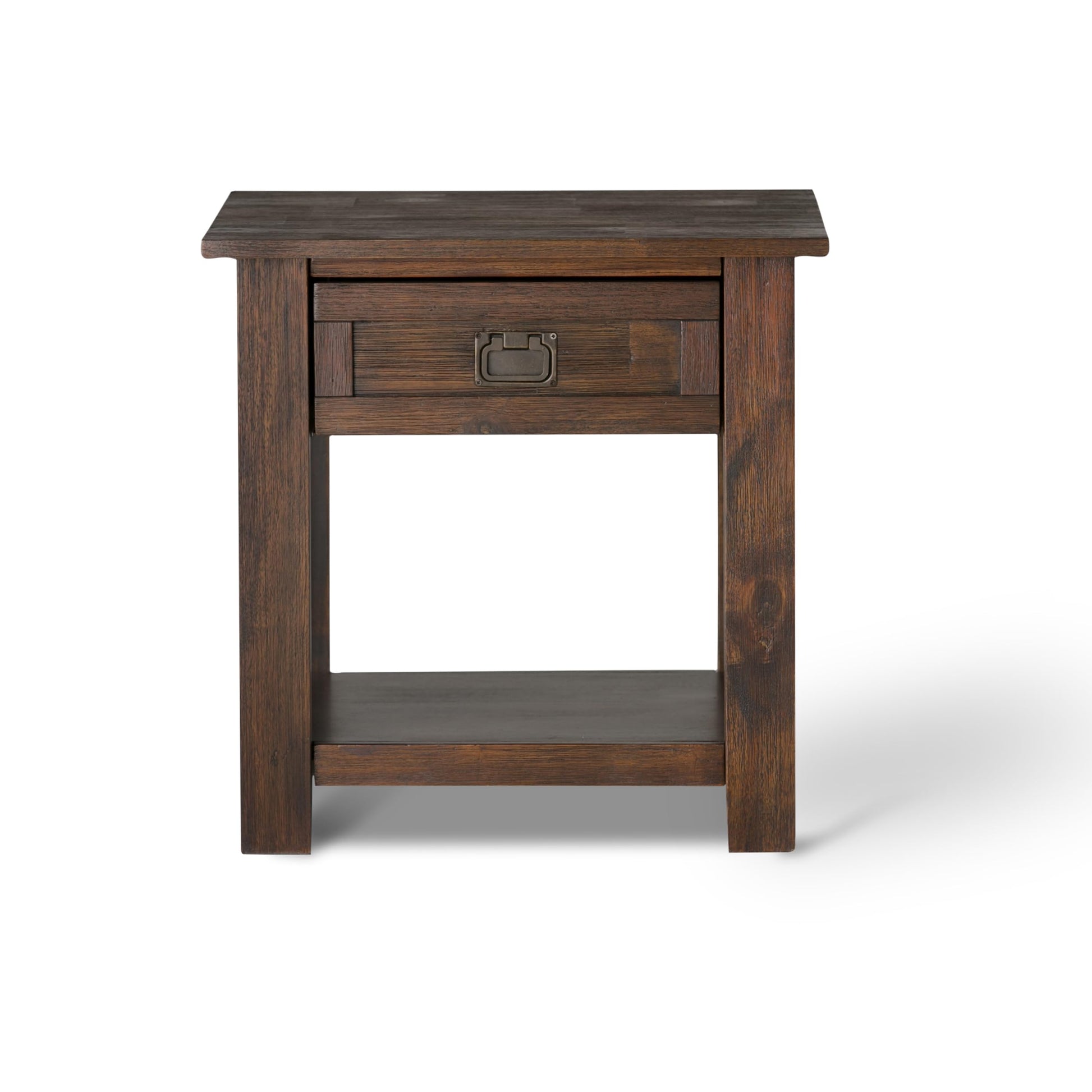 SIMPLIHOME Monroe Solid Acacia Wood 22 inch wide Square Rustic End Side Table in Distressed Charcoal Brown with Storage, 1 Drawer, for the Living Room and Bedroom - WoodArtSupply