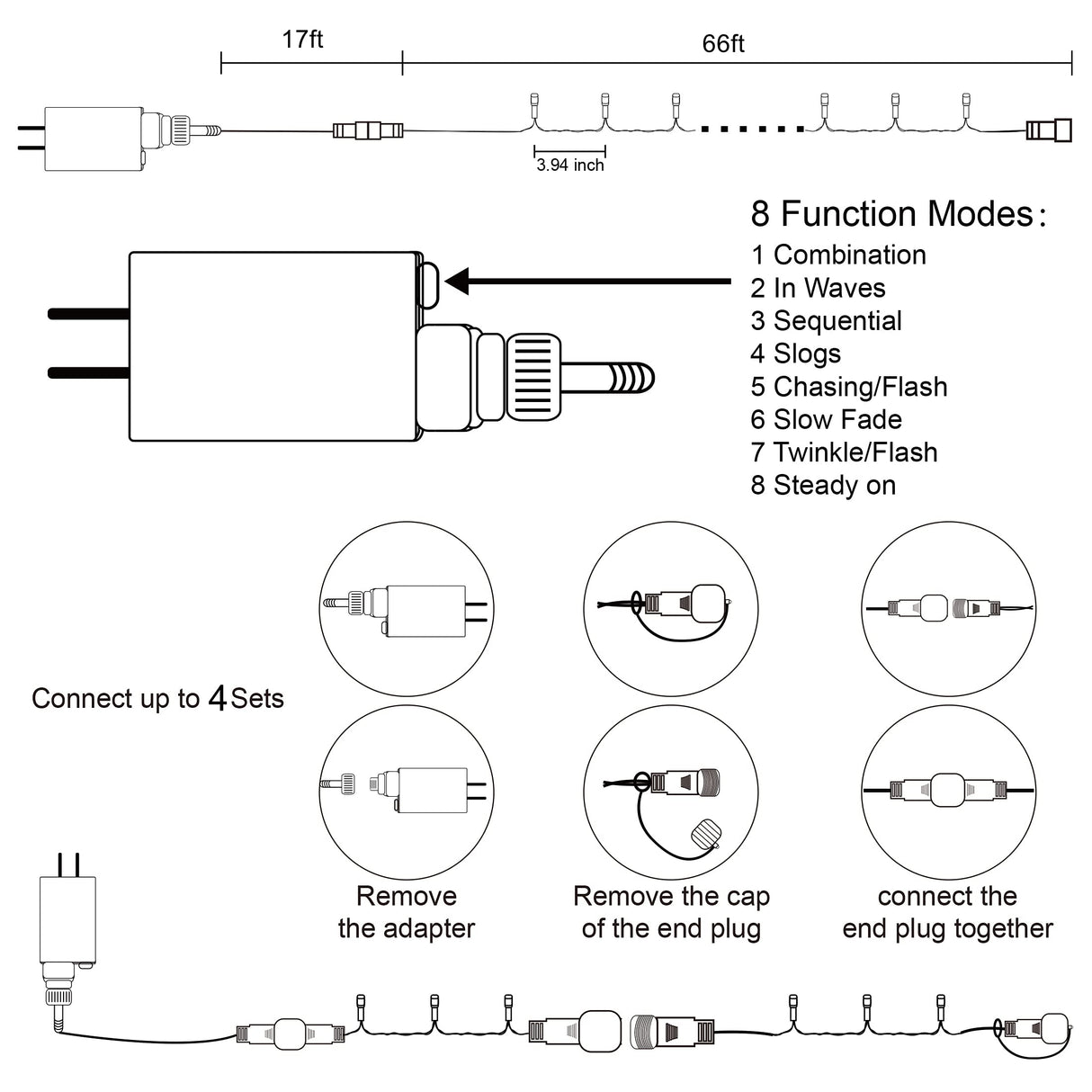 Home Lighting 66ft Christmas Decorative Mini Lights, 200 LED Green Wire Fairy Starry String Lights Plug in, 8 Lighting Modes, for Indoor Outdoor Xmas Tree Wedding Party Decoration (Warm White) HOME LIGHTING