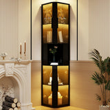 ARTETHYS Glass Display Cabinet Doors 78‘’ Tall Corner Display Case with Lights for Collectibles 5-Tier Curio Storage Shelf for Toys, Books, Black ARTETHYS