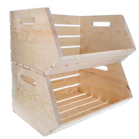Wilson Wood Unfinished Large Stackable Openfront Pine Crate for Storage and Decoration at Home, Office, Kitchen, Bedroom, and Retail (17.8" x 16" x 9.5") (Set of 3) Wilson