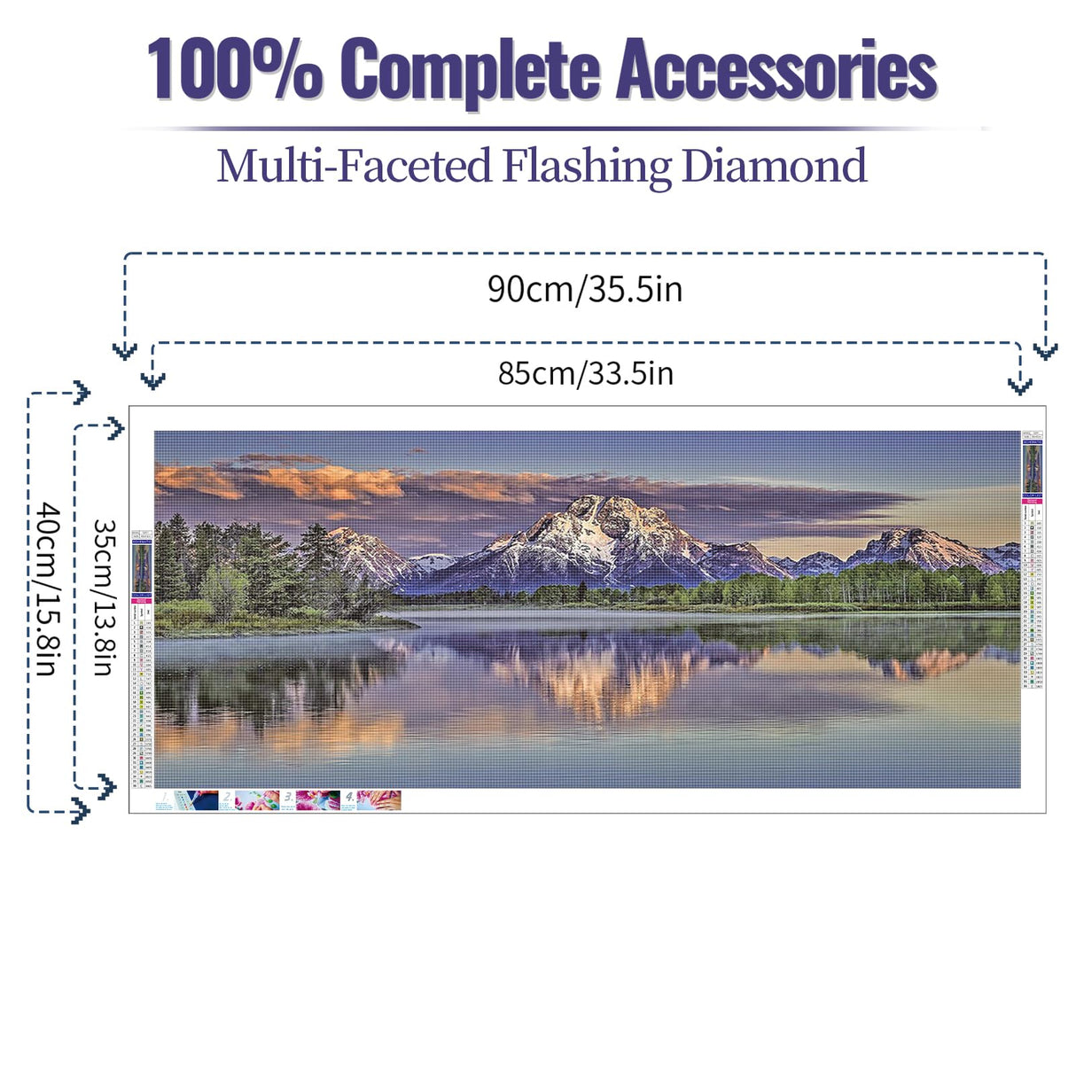 JATOK 5D Diamond Painting Kits for Adults DIY Large Mountain Full Round Drill (35.5 x 15.7 inch) Crystal Rhinestone Embroidery Pictures Arts Paint by Number Diamond Art Kits for Home Wall Decor JATOK