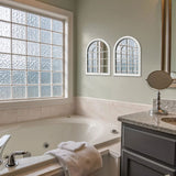 ZEXUIRU 2PCS Arched Window Wall Mirror,Rustic Farmhouse Accent Mirror, Wood Framed Entry Mirror for Living Room,Bathroom,Bedroom,Kitchen,15.7x11.8 Inches ZEXUIRU