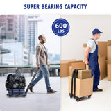 KEDSUM Upgraded Folding Hand Truck, 600lbs Heavy Duty Foldable Dolly Cart, Adjustable Handle Luggage Cart, Utility Cart with 6 Wheels & 2 Lashing Straps for Airport, Travel, Moving, Shopping, Office KEDSUM