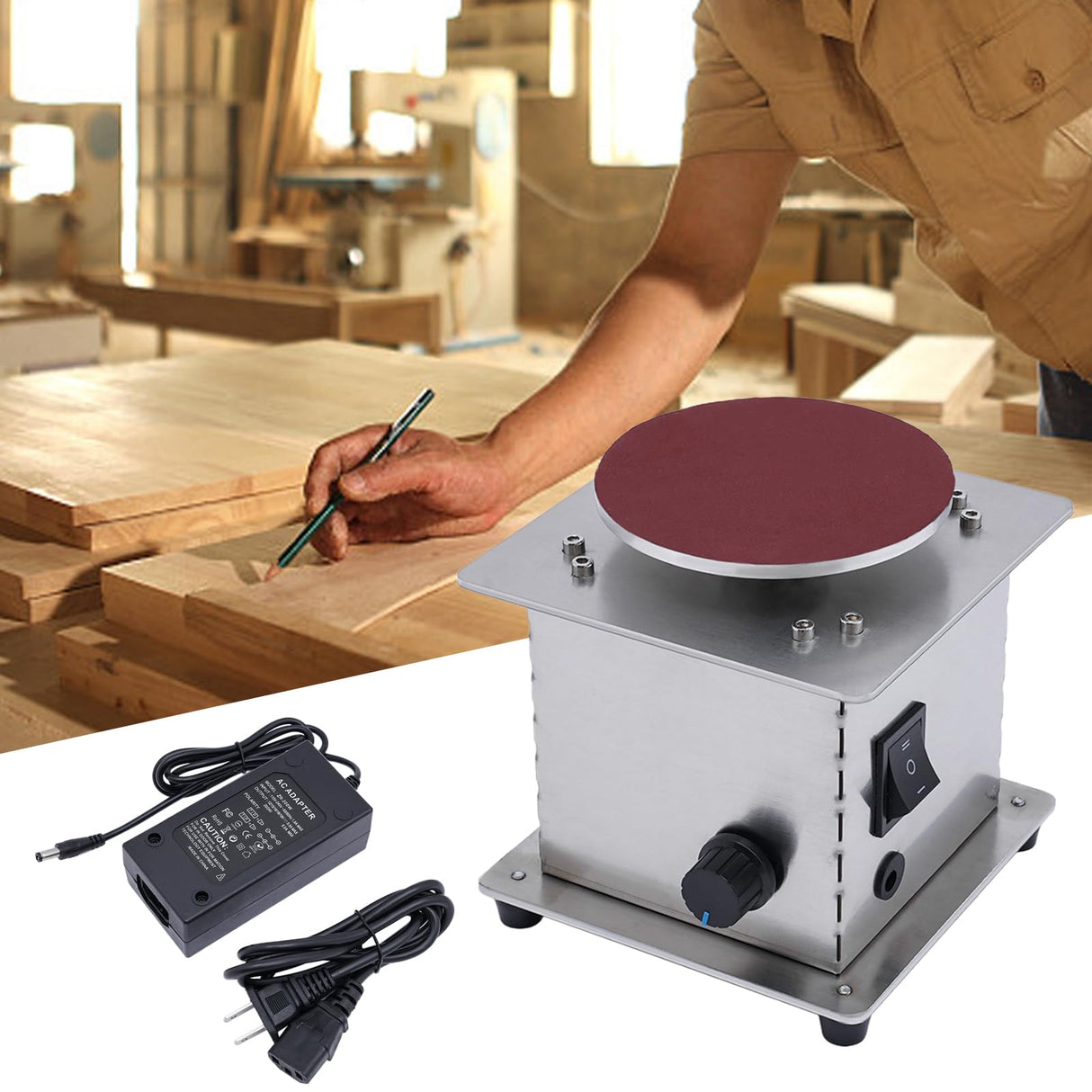 YIYIBYUS Mini Disc Sander Electric Small Sanding Disc Machine Polisher Edge Sharpener Tool Sanding Belt Machine for Wood Plastic Metal and Scissors Sanding 4 inch 6000RPM YIYIBYUS