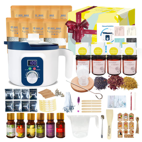 Complete Candle Making Kit for Adults with Digital Wax Melting Pot with LED Temperature Display, DIY Soy Wax Melt Kit with Skull Head Mold for Art & Craft Handnatur