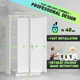 SUNCROWN Metal Storage Cabinets with Lock, Tool Cabinet, 72" Locking Steel Storage, Tall Locker Organizer Garage Cabinets with 2 Doors and 4 Shelves for Home,Office,Warehouse,Garage,School(White) SUNCROWN