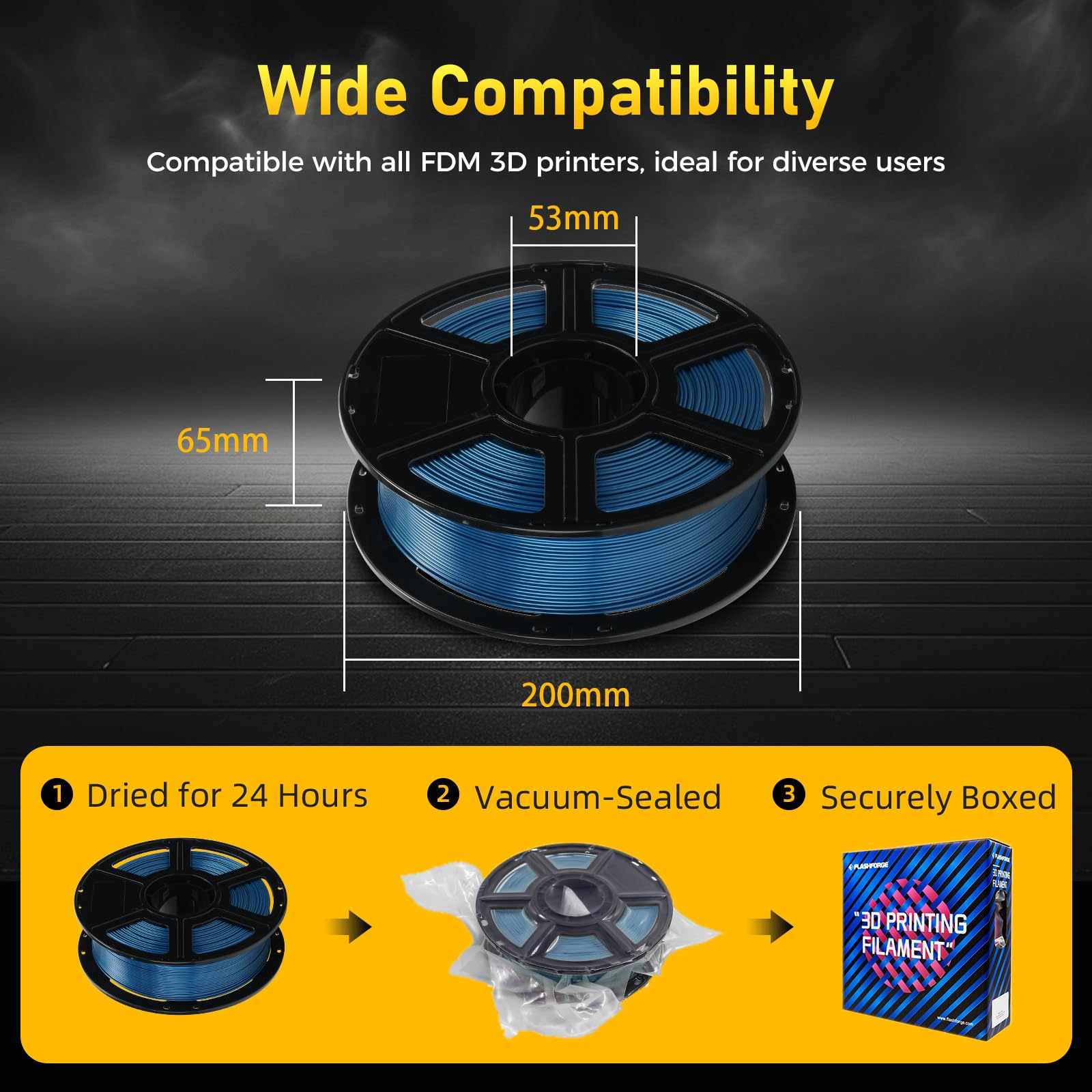 FLASHFORGE Rapid PETG Filament 1.75mm Metallic Blue, Max 600mm/s High Speed Printing, 3D Printer Filament 1kg Spool, Dimensional Accuracy +/- 0.02mm, Fits Most 3D Printers - WoodArtSupply