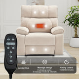RHHVVR Oversized Power Lift Recliner Chair with Massage and Heating, 24.8" W Big Lay Flat Lift Recliner for Elderly, Medium-Firm Electric Recliners with Hidden Cup Holders,Beige RHHVVR