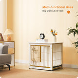 DWANTON Dog Crate Furniture with Cushion, Wooden Dog Crate with Double Doors, Dog Furniture, Dog Kennel Indoor for Small/Medium/Large Dog，End Table, Small, 27.2" L, White Dwanton