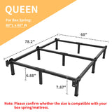 Superay Metal Bed Frame, 9-Leg Bed Base, 8 inches Support for Box Spring, Queen, Easy Assembly, Black Superay