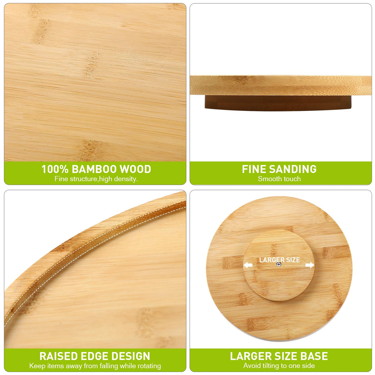 Mumufy 6 Pcs Lazy Susan Turntable Organizer Round Lazy Susan Turntable Tray for Kitchen Counter Pantry Table Organization Cabinet Bathroom(Bamboo,10 Inch) Mumufy